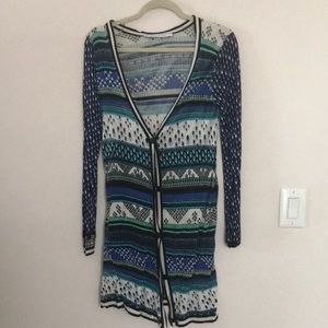 Diane Von Furstenberg peacock print long cardigan